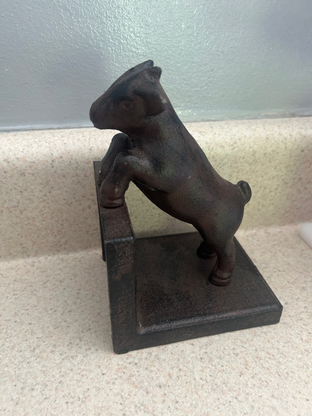 Rustic Brown Cast Iron Goat Bookend - Home Accents Decor